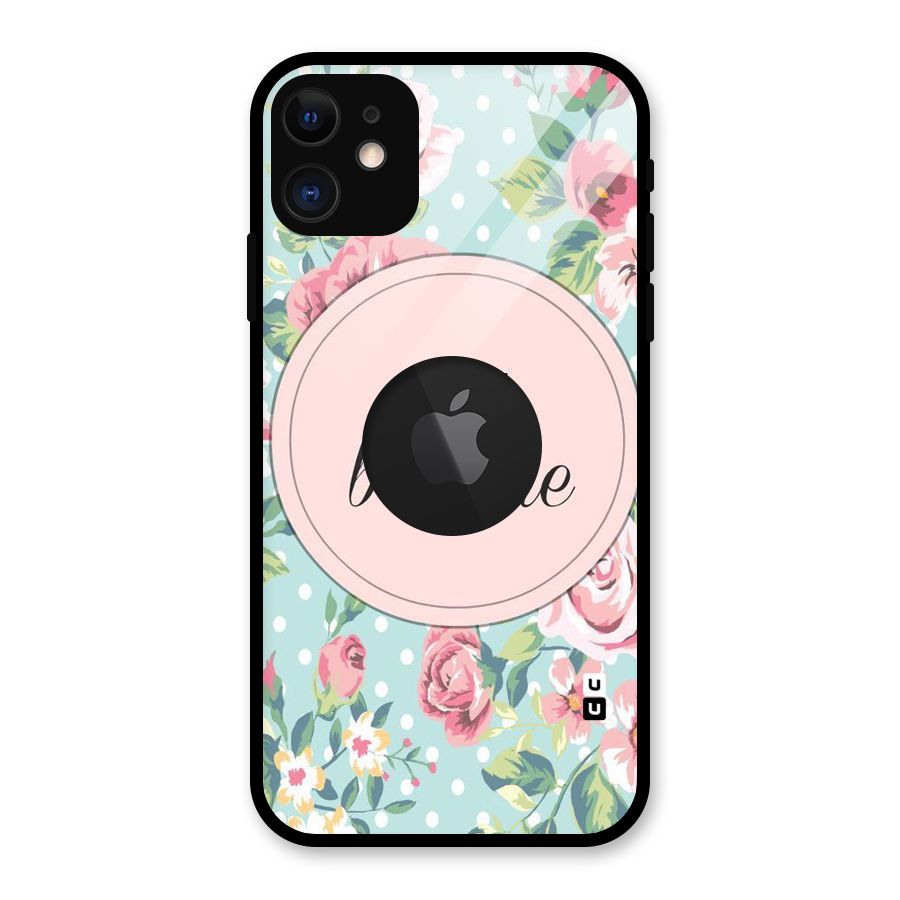 Floral Bloom Glass Back Case for iPhone 11 Logo Cut