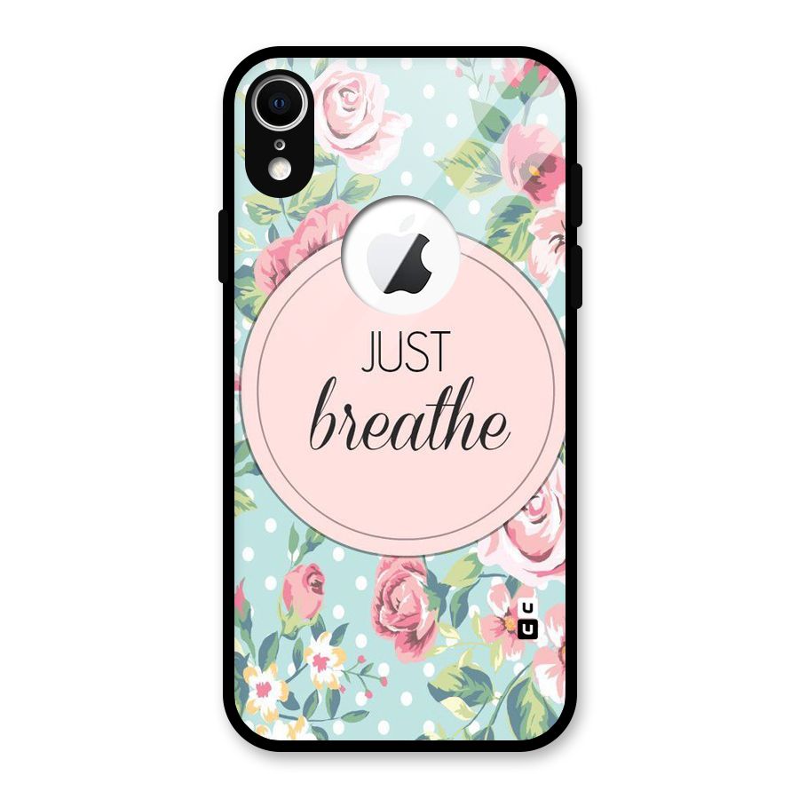Floral Bloom Glass Back Case for iPhone XR Logo Cut