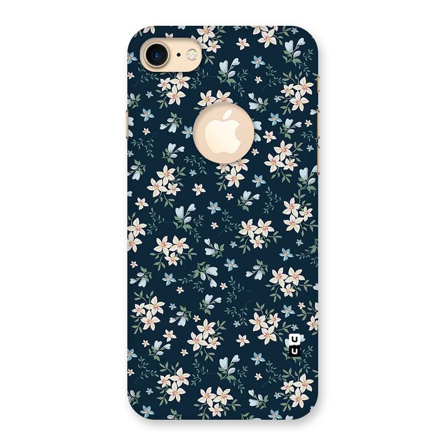 Floral Blue Bloom Back Case for iPhone 7 Logo Cut