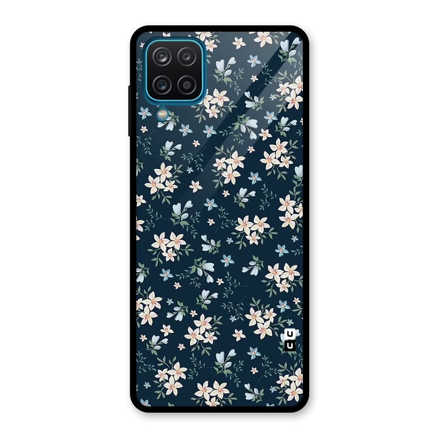 Floral Blue Bloom Glass Back Case for Galaxy A12