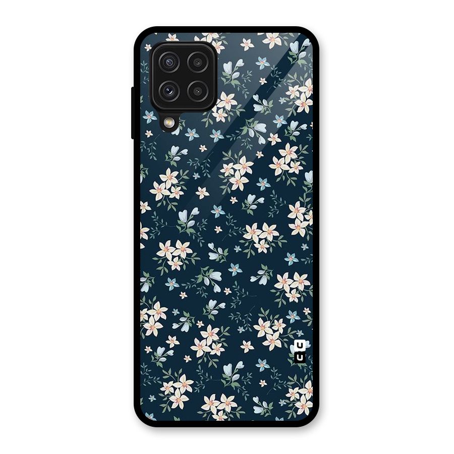 Floral Blue Bloom Glass Back Case for Galaxy A22 4G
