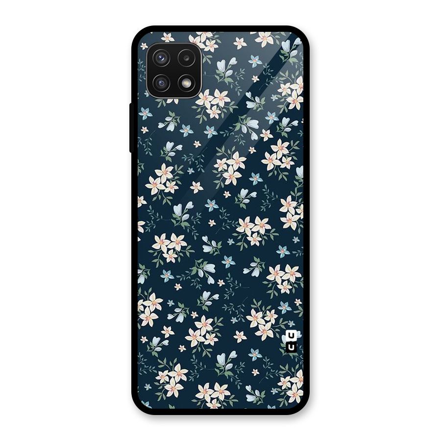 Floral Blue Bloom Glass Back Case for Galaxy A22 5G
