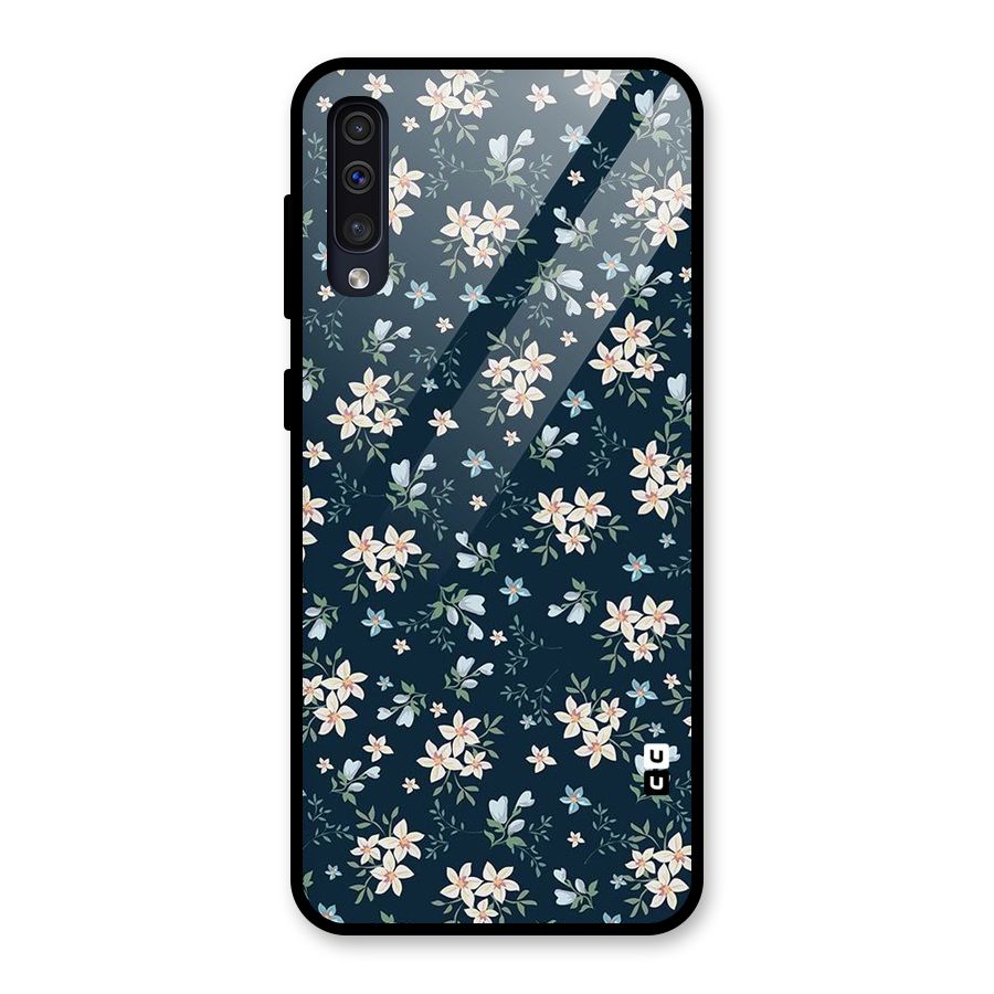 Floral Blue Bloom Glass Back Case for Galaxy A50s