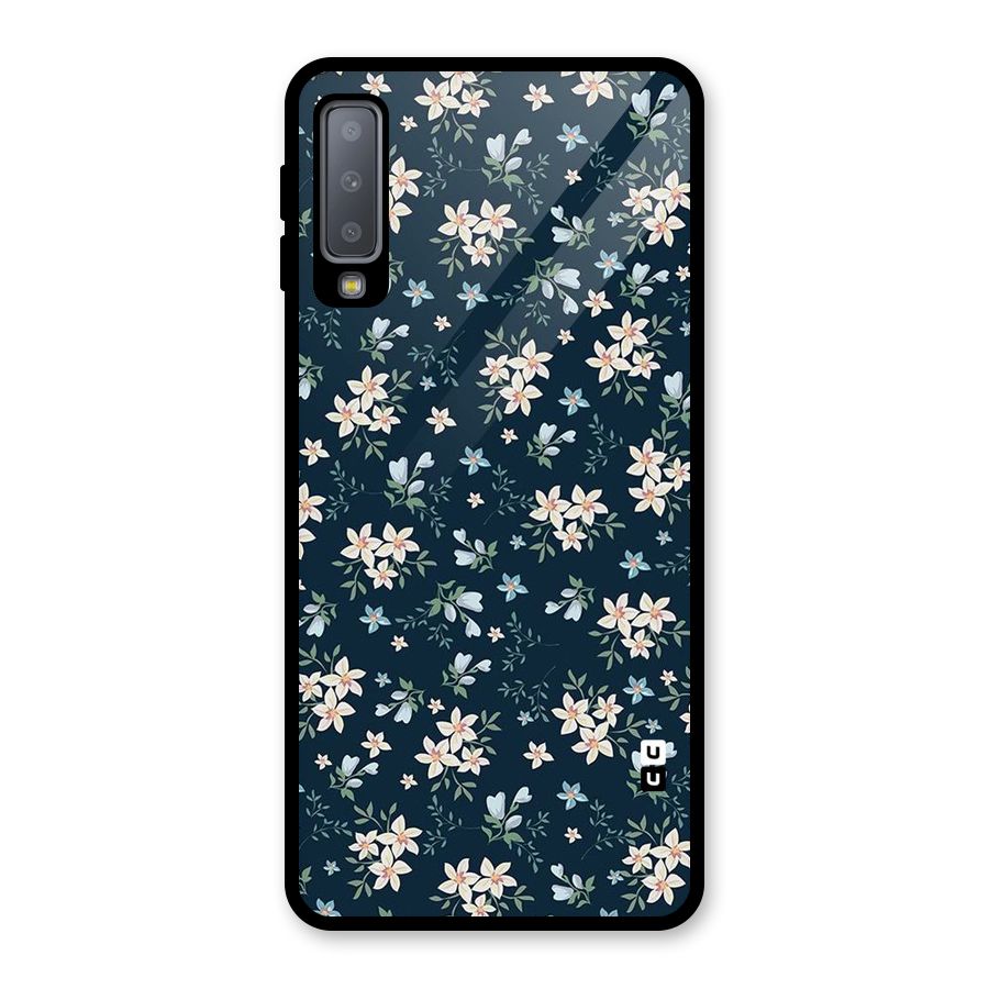 Floral Blue Bloom Glass Back Case for Galaxy A7 (2018)