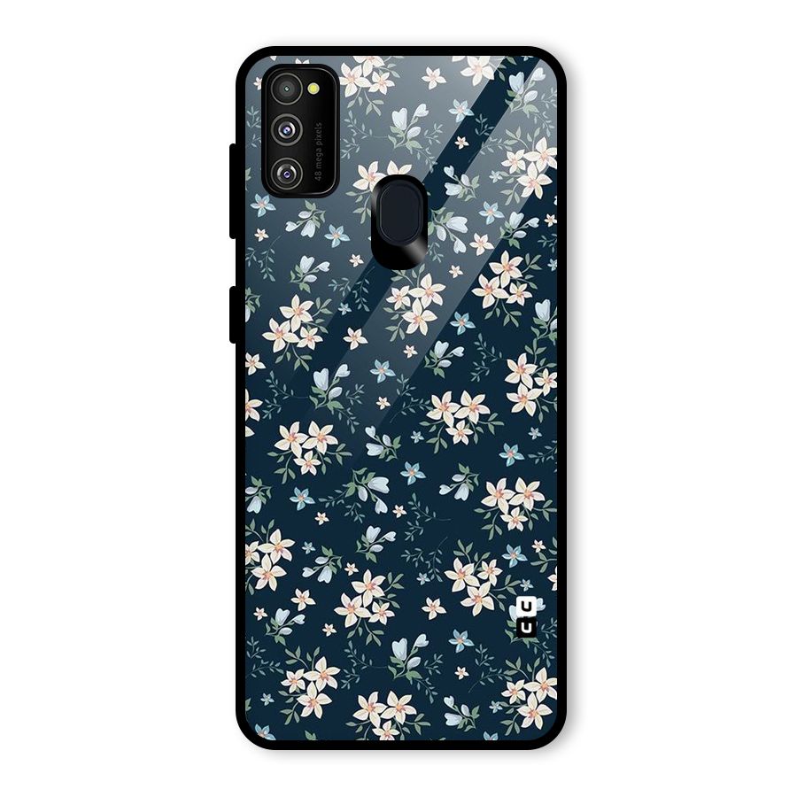Floral Blue Bloom Glass Back Case for Galaxy M30s