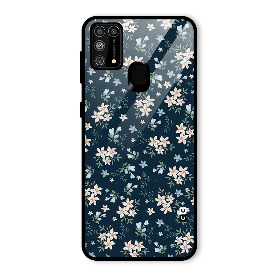 Floral Blue Bloom Glass Back Case for Galaxy M31