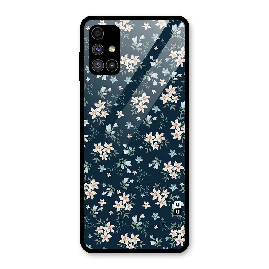 Floral Blue Bloom Glass Back Case for Galaxy M51