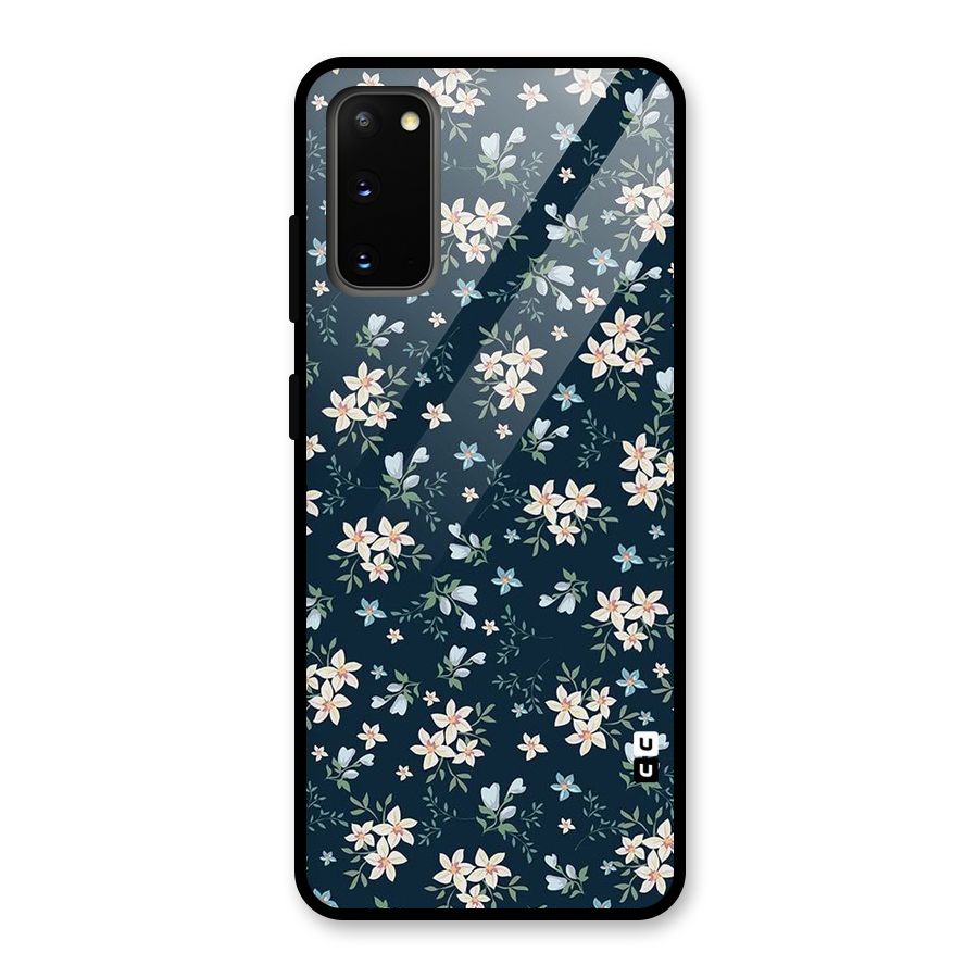 Floral Blue Bloom Glass Back Case for Galaxy S20