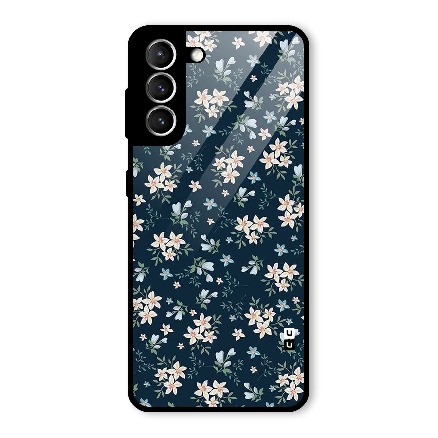 Floral Blue Bloom Glass Back Case for Galaxy S21 5G