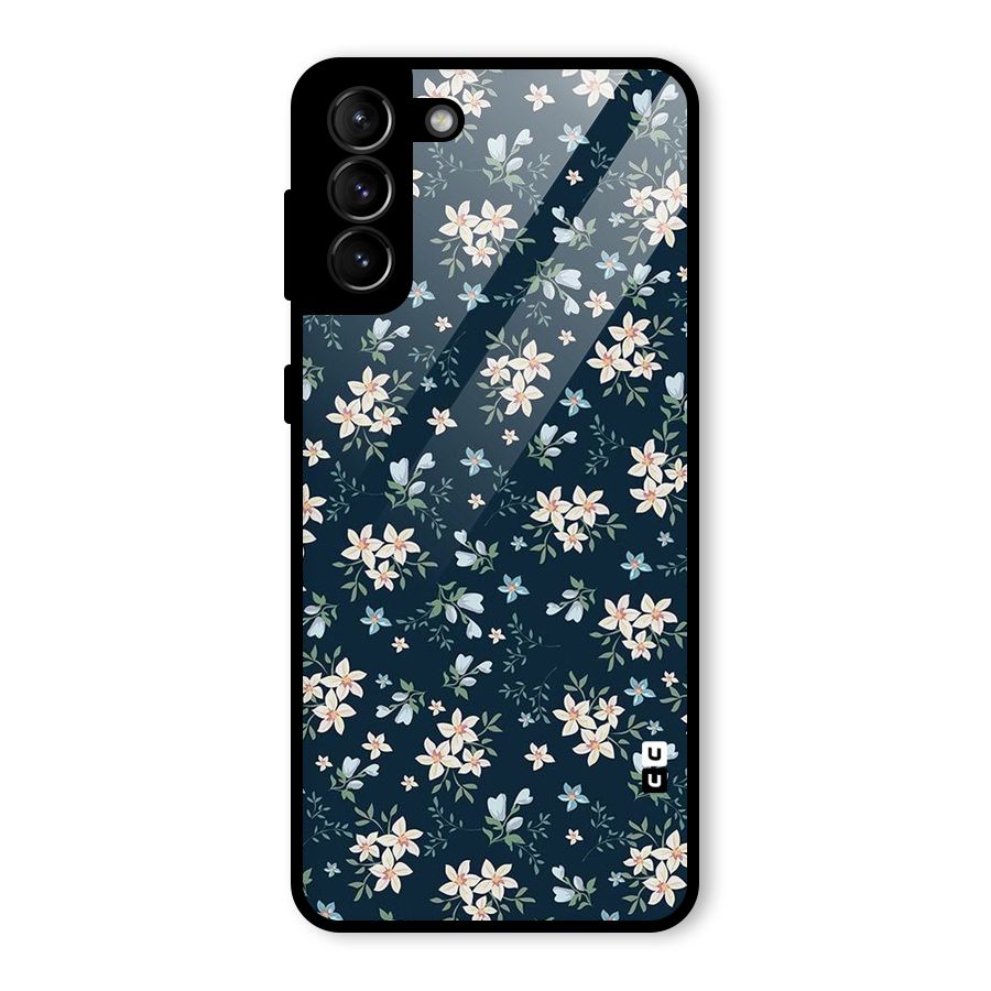 Floral Blue Bloom Glass Back Case for Galaxy S21 Plus