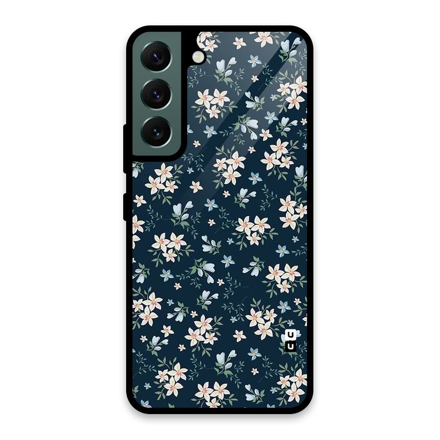 Floral Blue Bloom Glass Back Case for Galaxy S22 5G