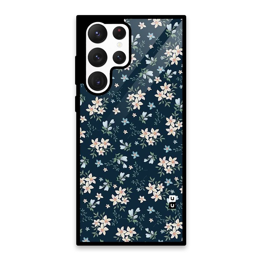 Floral Blue Bloom Glass Back Case for Galaxy S22 Ultra 5G