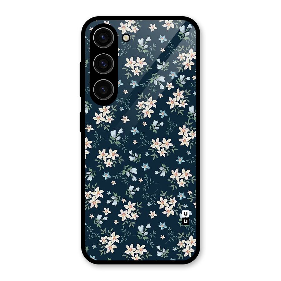 Floral Blue Bloom Glass Back Case for Galaxy S23