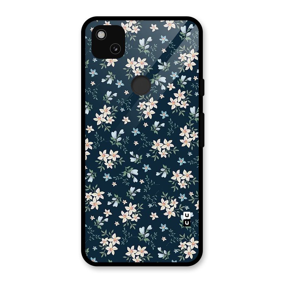 Floral Blue Bloom Glass Back Case for Google Pixel 4a