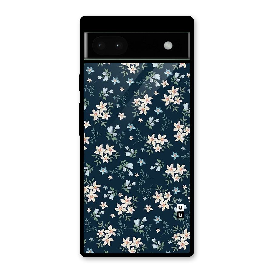 Floral Blue Bloom Glass Back Case for Google Pixel 6a