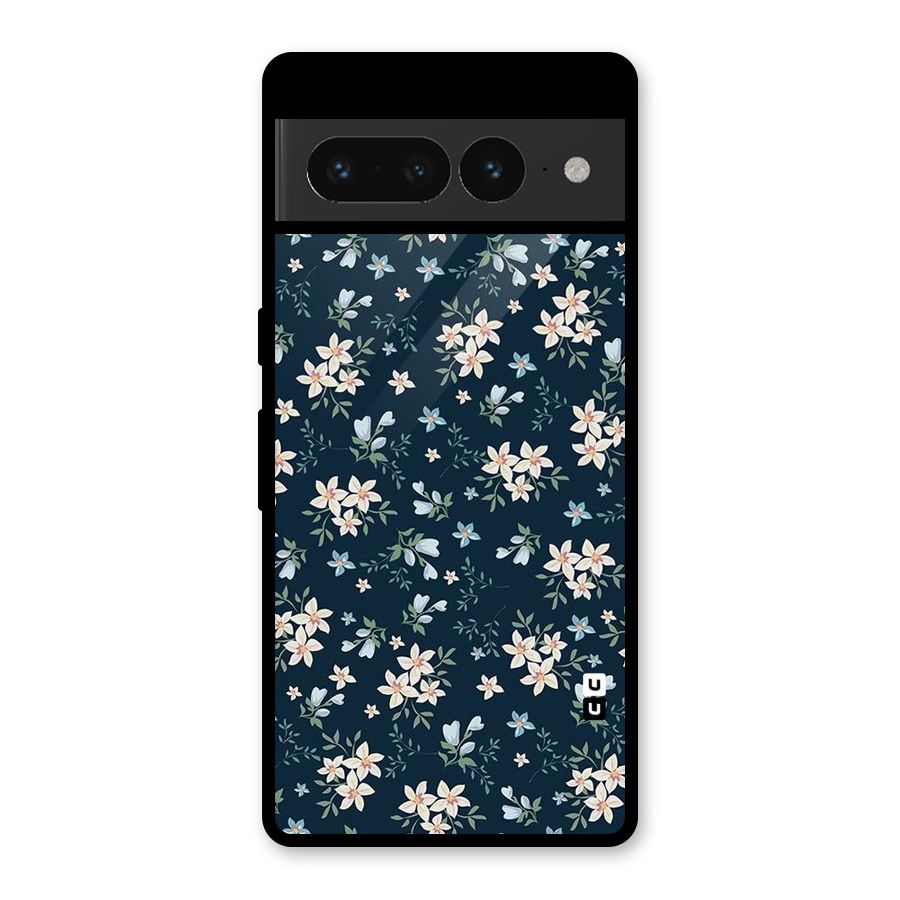 Floral Blue Bloom Glass Back Case for Google Pixel 7 Pro