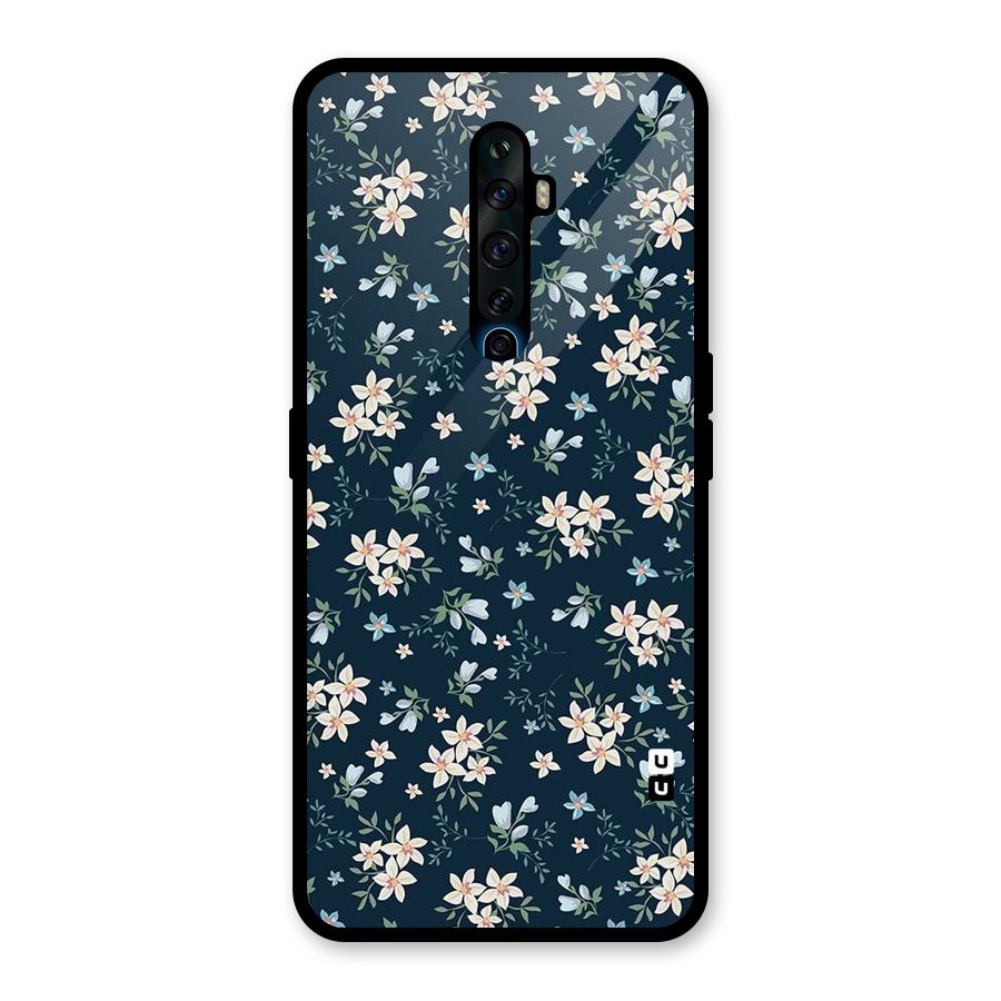Floral Blue Bloom Glass Back Case for Oppo Reno2 F