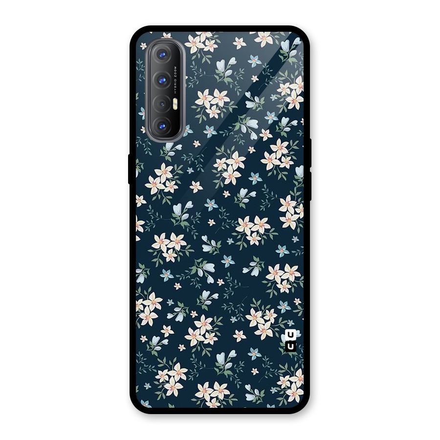 Floral Blue Bloom Glass Back Case for Oppo Reno3 Pro
