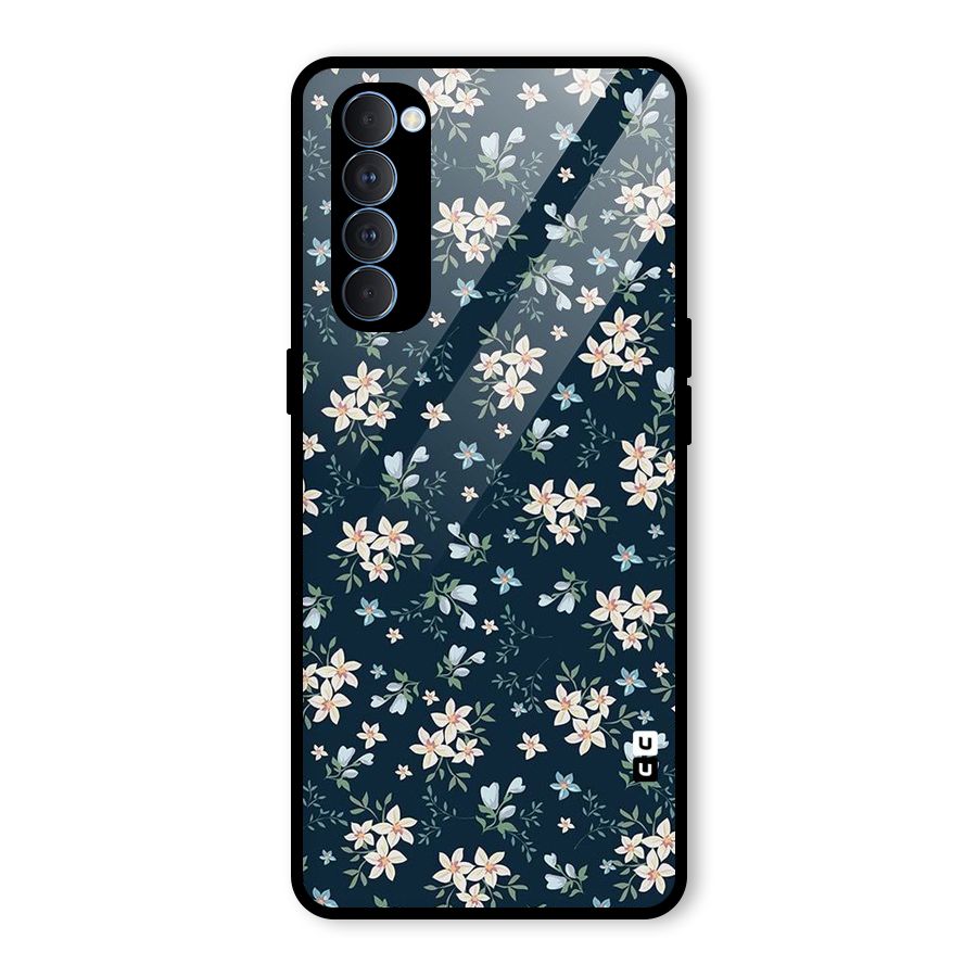 Floral Blue Bloom Glass Back Case for Oppo Reno4 Pro