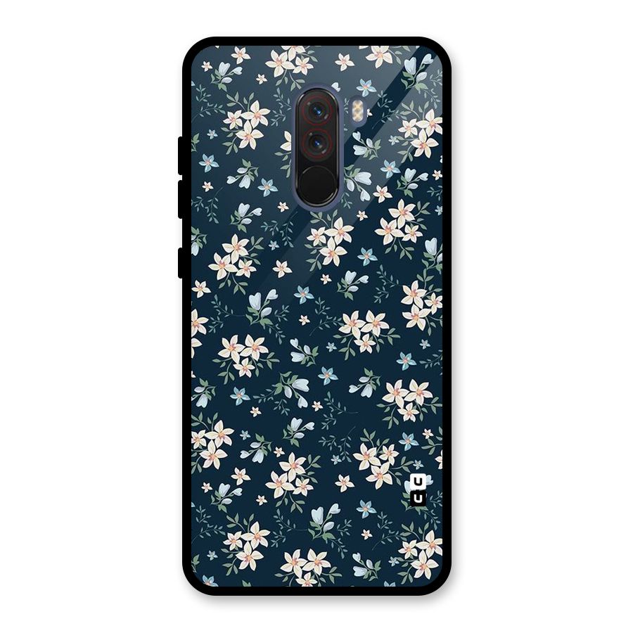 Floral Blue Bloom Glass Back Case for Poco F1