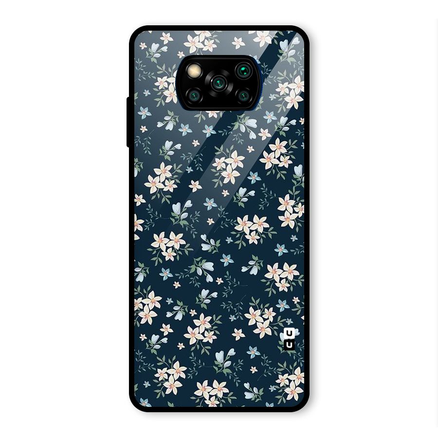 Floral Blue Bloom Glass Back Case for Poco X3 Pro
