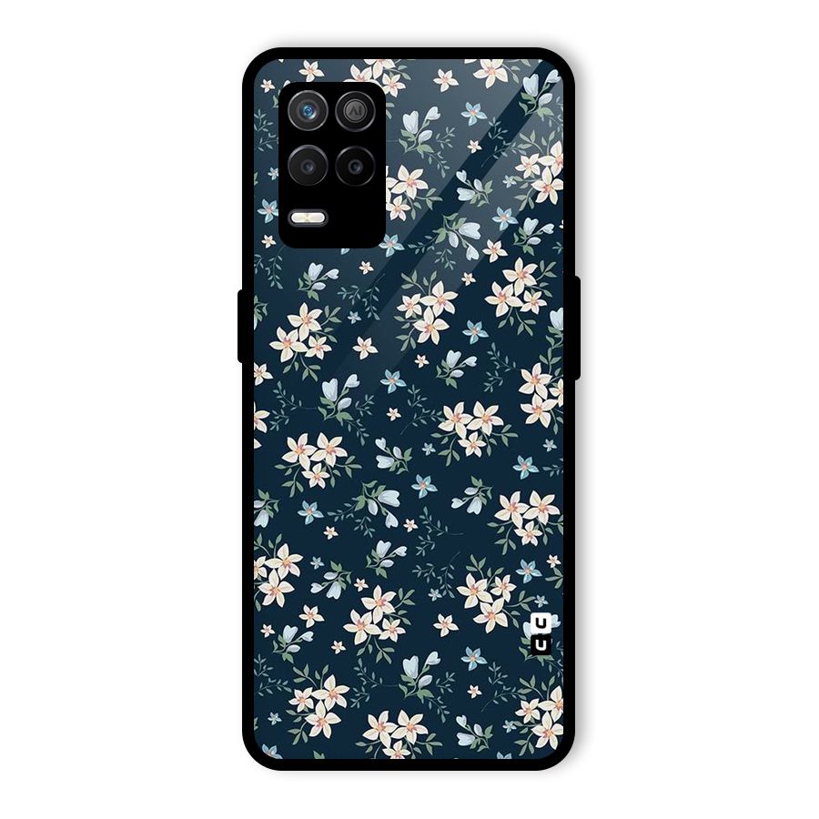 Floral Blue Bloom Glass Back Case for Realme 8 5G