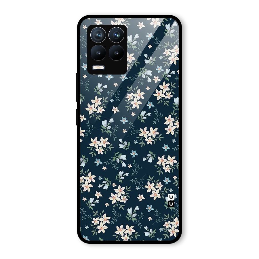 Floral Blue Bloom Glass Back Case for Realme 8 Pro