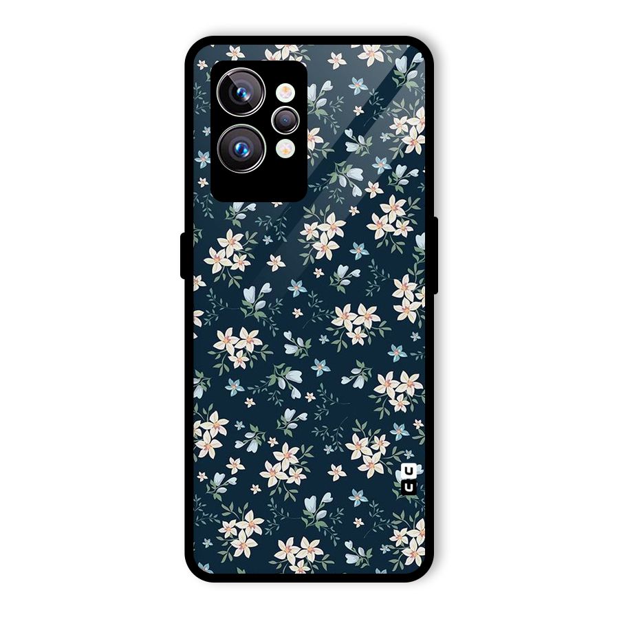 Floral Blue Bloom Glass Back Case for Realme GT2 Pro