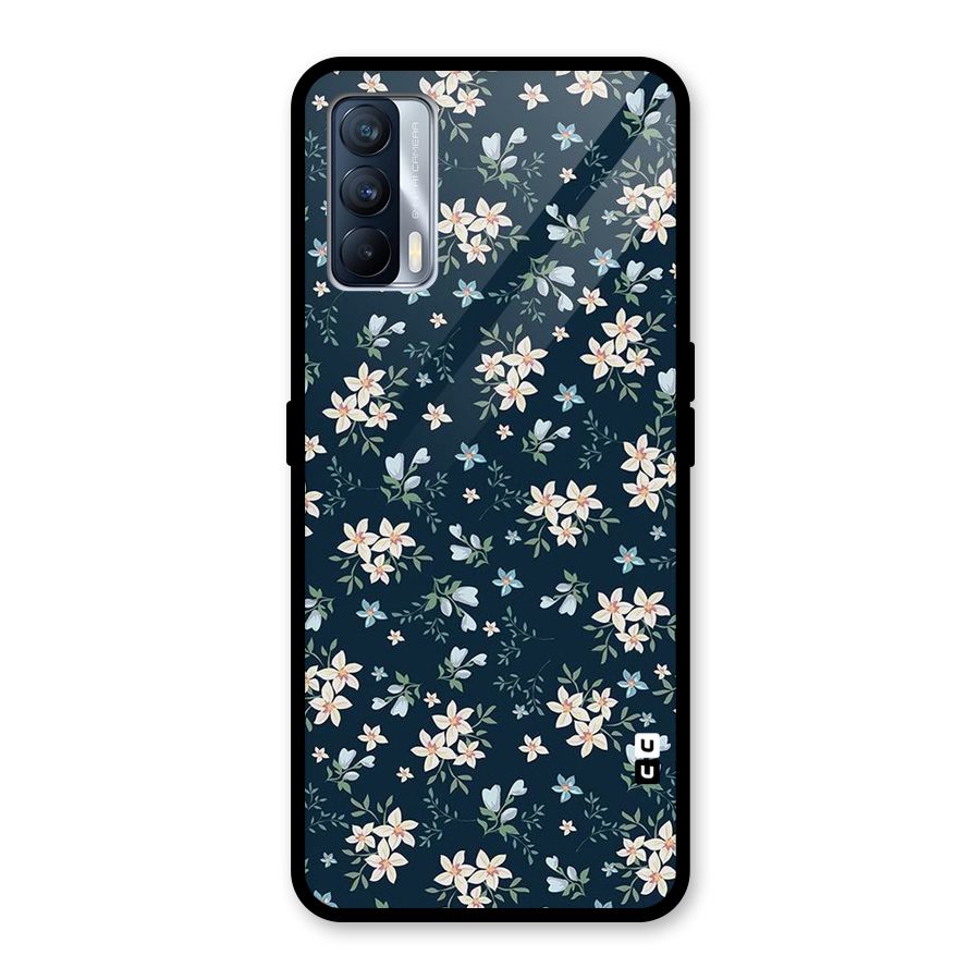Floral Blue Bloom Glass Back Case for Realme X7
