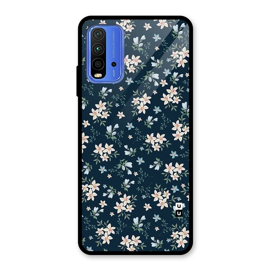Floral Blue Bloom Glass Back Case for Redmi 9 Power