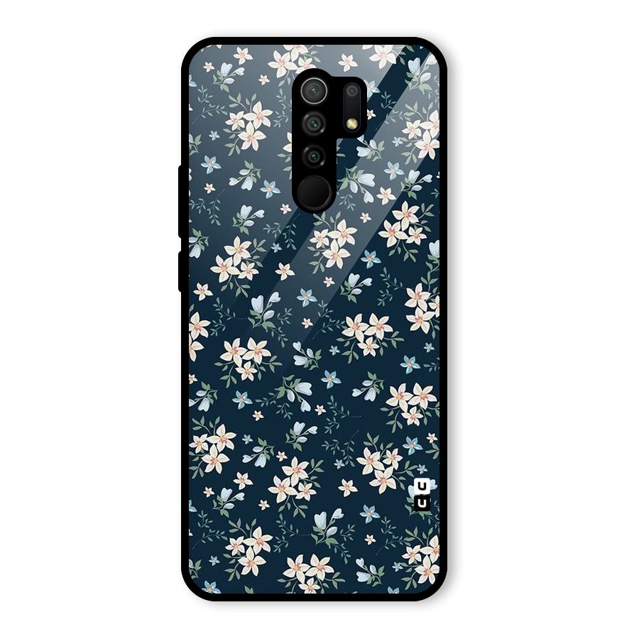 Floral Blue Bloom Glass Back Case for Redmi 9 Prime