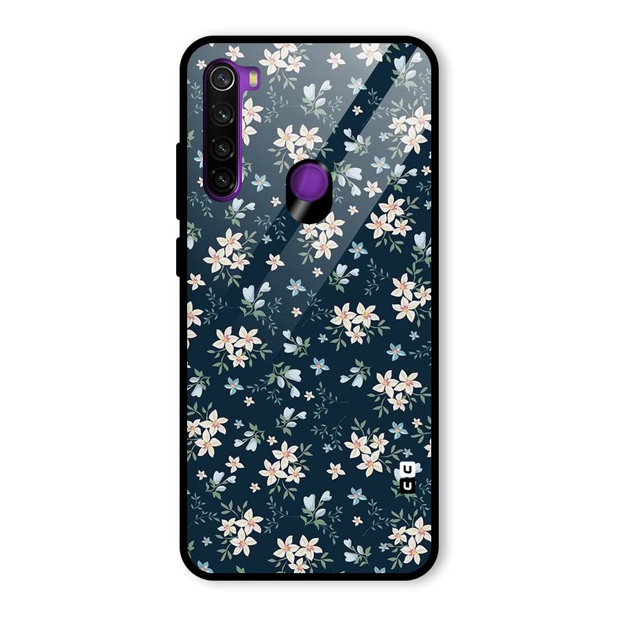 Floral Blue Bloom Glass Back Case for Redmi Note 8