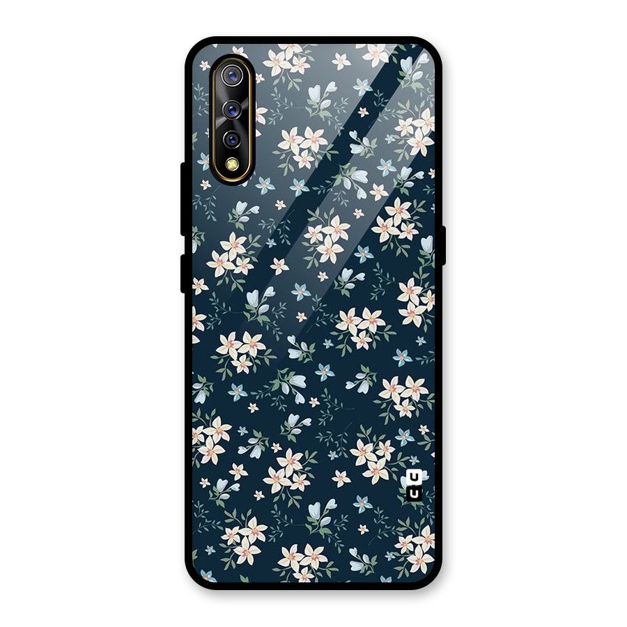Floral Blue Bloom Glass Back Case for Vivo S1