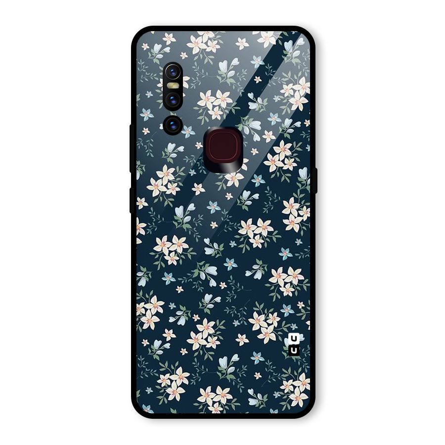 Floral Blue Bloom Glass Back Case for Vivo V15