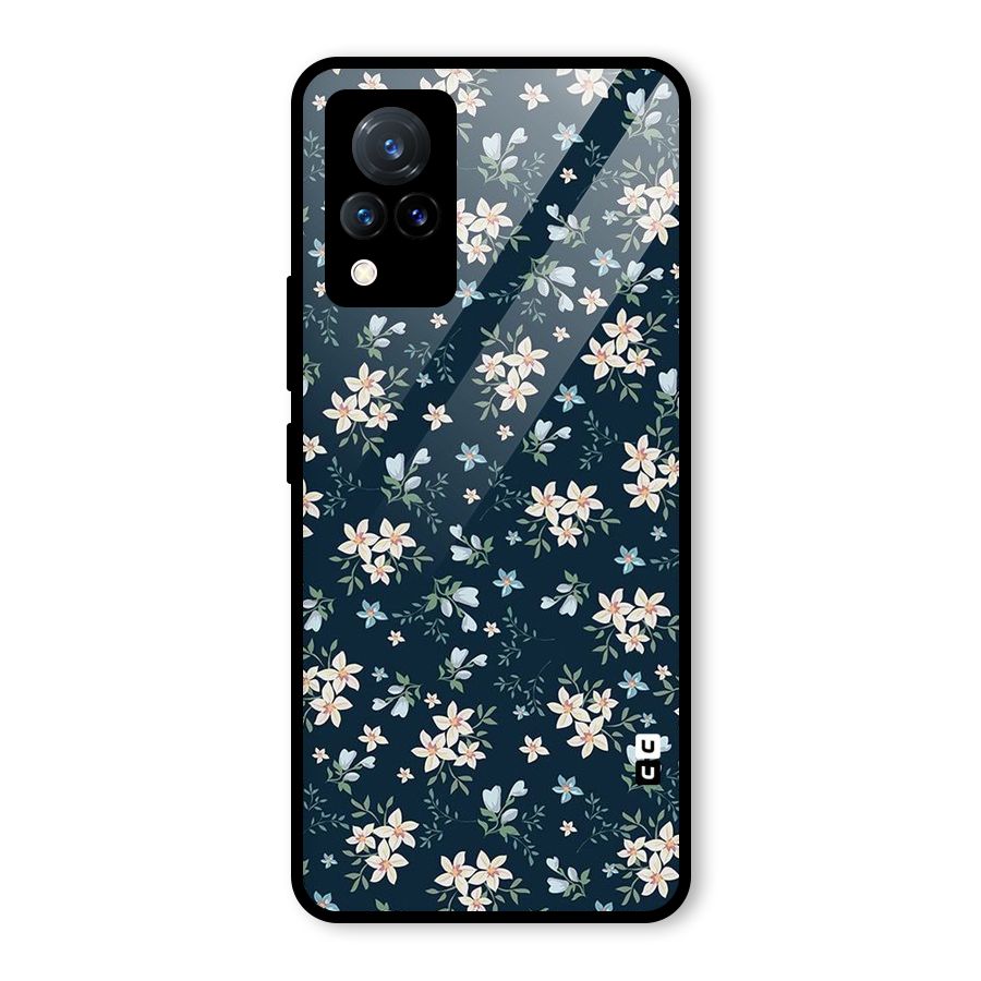 Floral Blue Bloom Glass Back Case for Vivo V21 5G