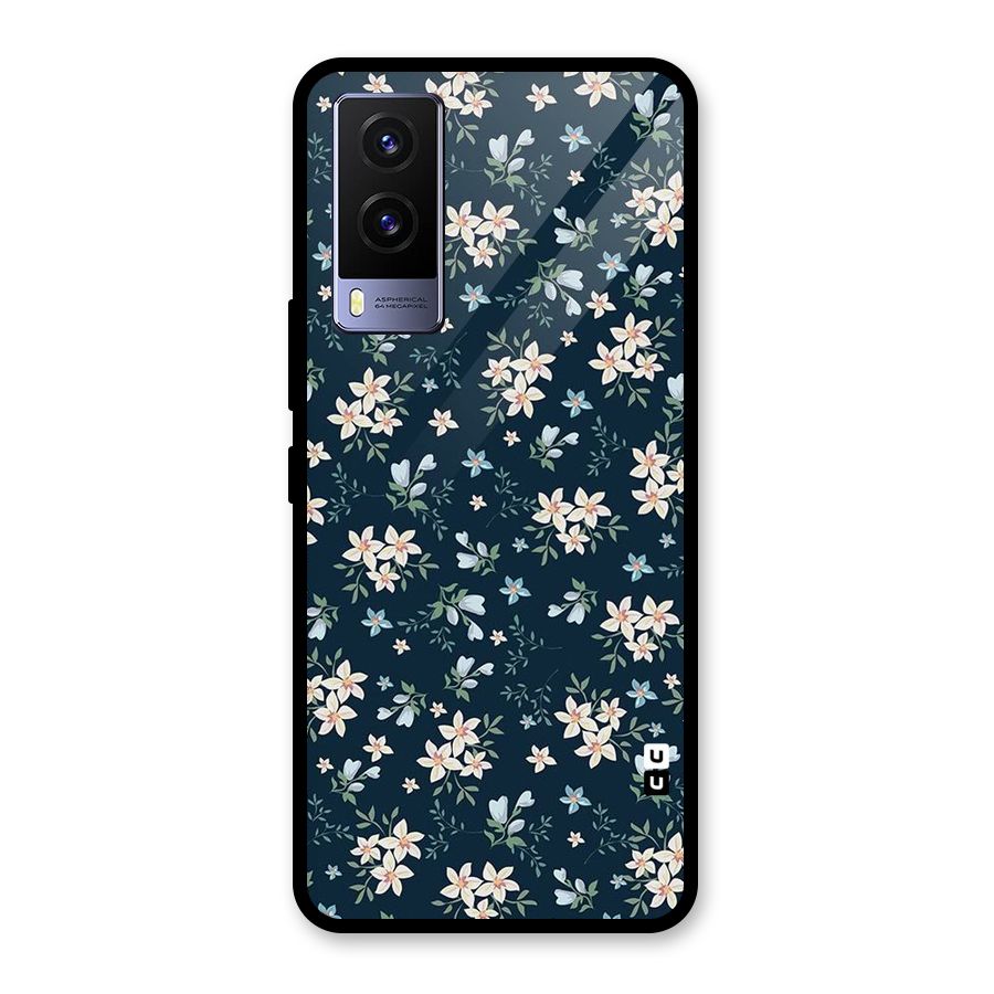 Floral Blue Bloom Glass Back Case for Vivo V21e 5G
