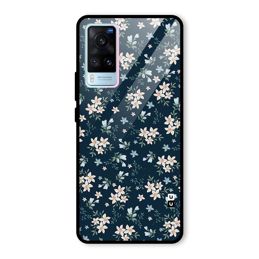 Floral Blue Bloom Glass Back Case for Vivo X60