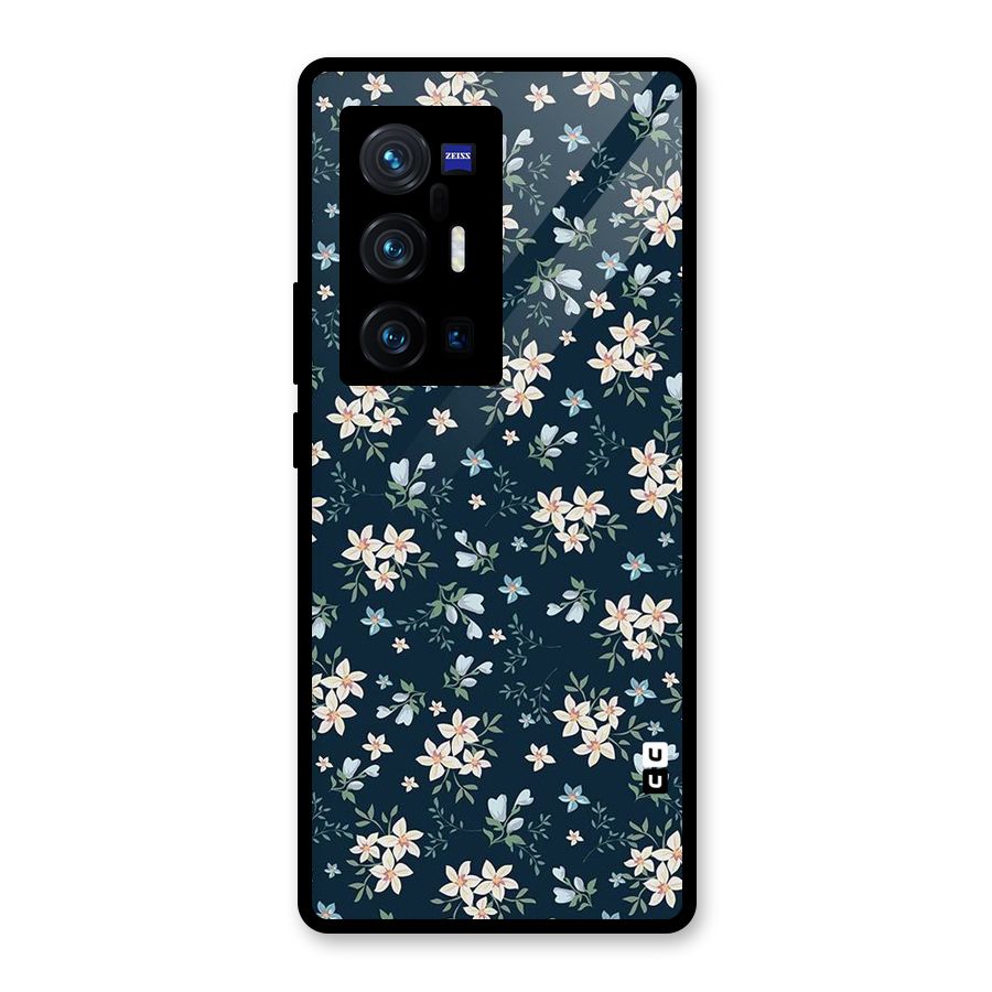 Floral Blue Bloom Glass Back Case for Vivo X70 Pro Plus