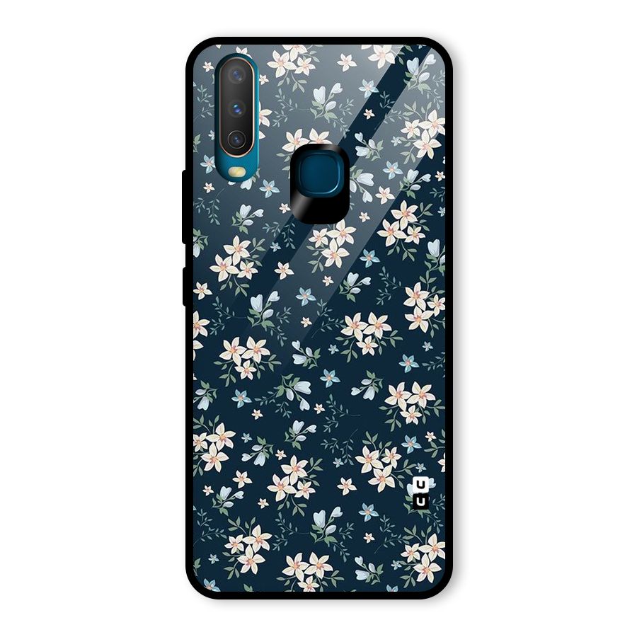 Floral Blue Bloom Glass Back Case for Vivo Y15