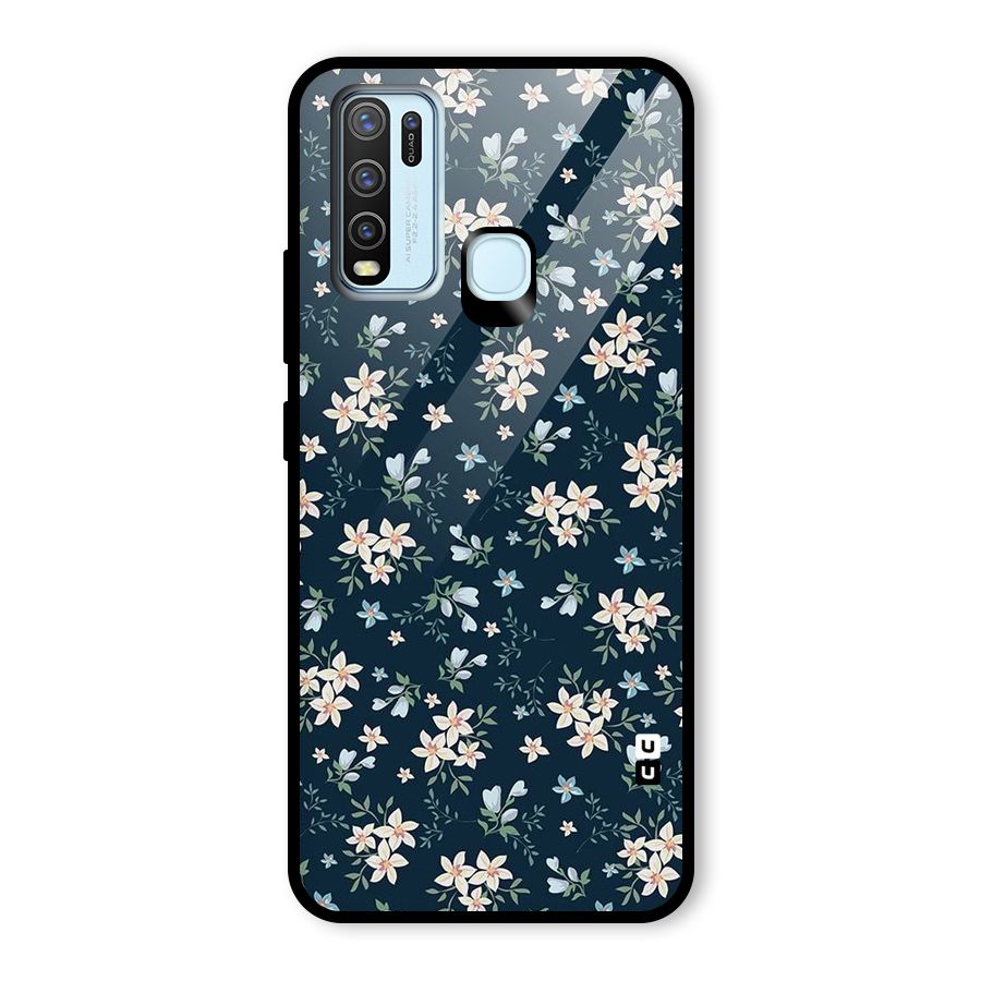 Floral Blue Bloom Glass Back Case for Vivo Y50