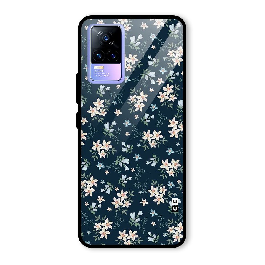 Floral Blue Bloom Glass Back Case for Vivo Y73