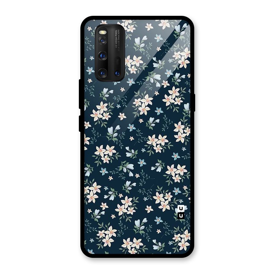 Floral Blue Bloom Glass Back Case for Vivo iQOO 3