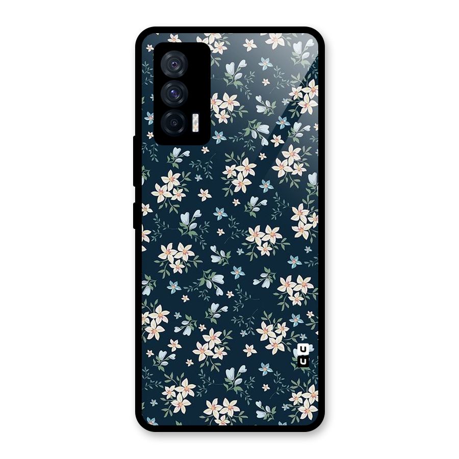 Floral Blue Bloom Glass Back Case for Vivo iQOO 7 5G