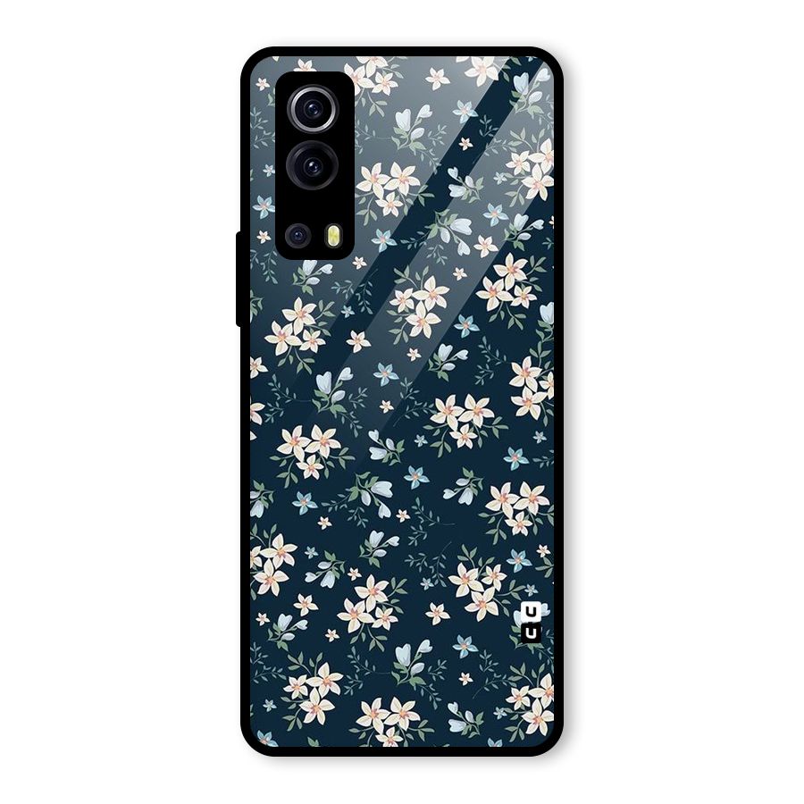 Floral Blue Bloom Glass Back Case for Vivo iQOO Z3