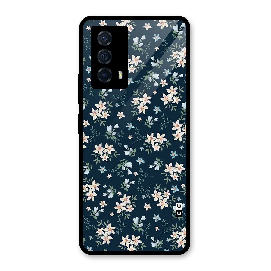 Floral Blue Bloom Glass Back Case for Vivo iQOO Z5