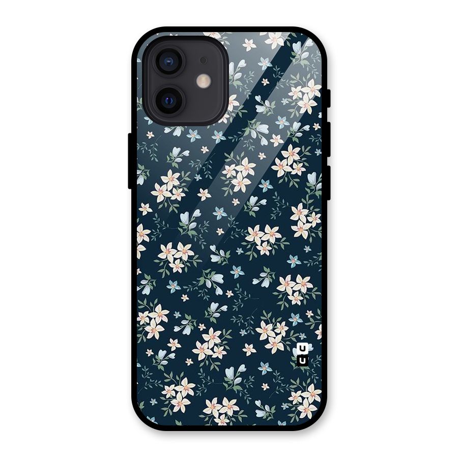 Floral Blue Bloom Glass Back Case for iPhone 12