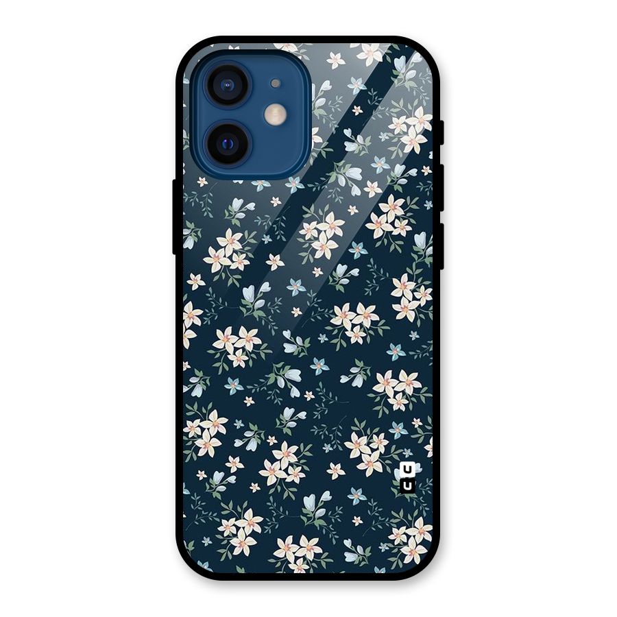 Floral Blue Bloom Glass Back Case for iPhone 12 Mini