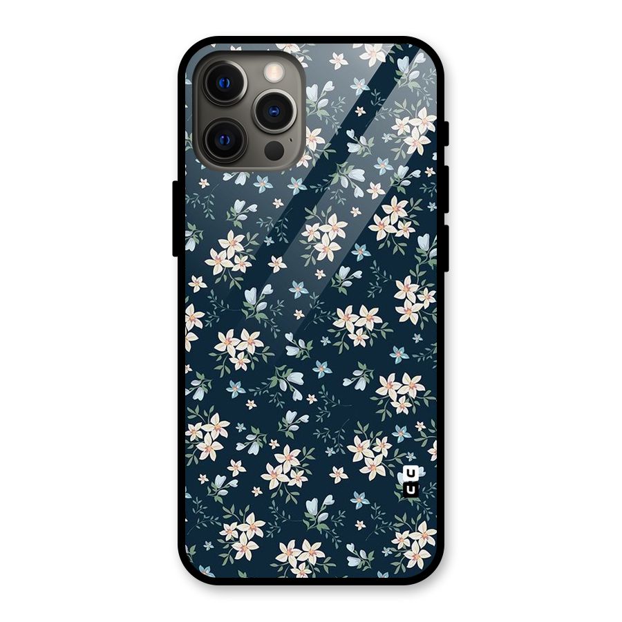 Floral Blue Bloom Glass Back Case for iPhone 12 Pro Max