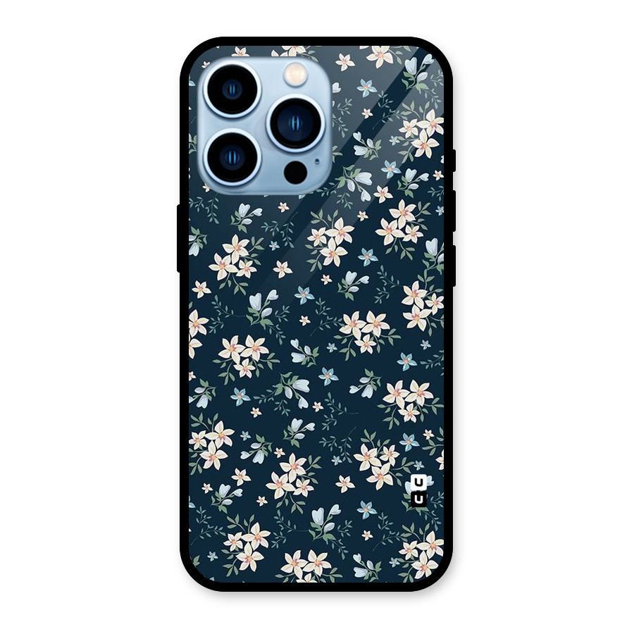 Floral Blue Bloom Glass Back Case for iPhone 13 Pro
