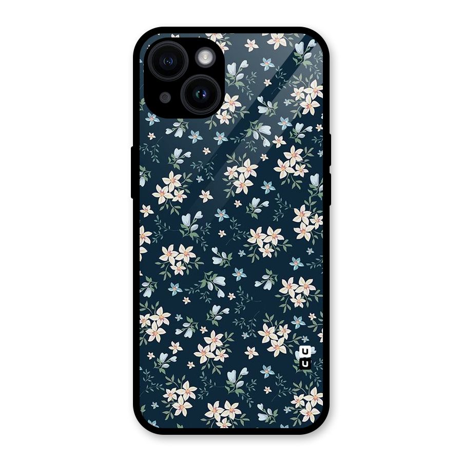 Floral Blue Bloom Glass Back Case for iPhone 14